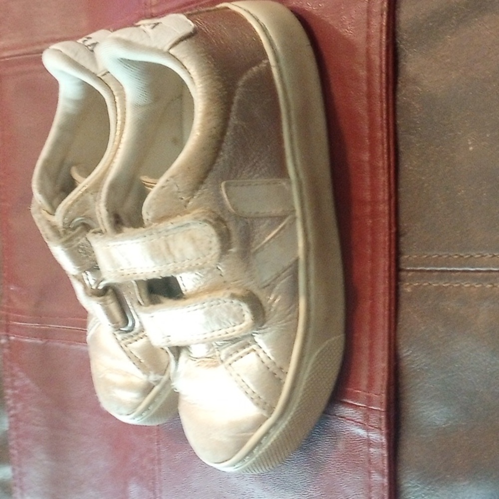 Veja toddler gold Velcro sneakers in hard to find gold. Size toddler 11